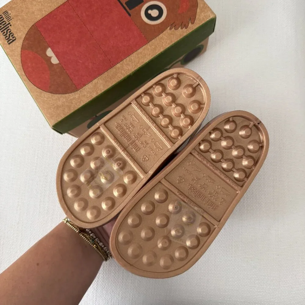 Mini Melissa Gold Leopard Print Sandals Toddler Size 9 Shoes NIB